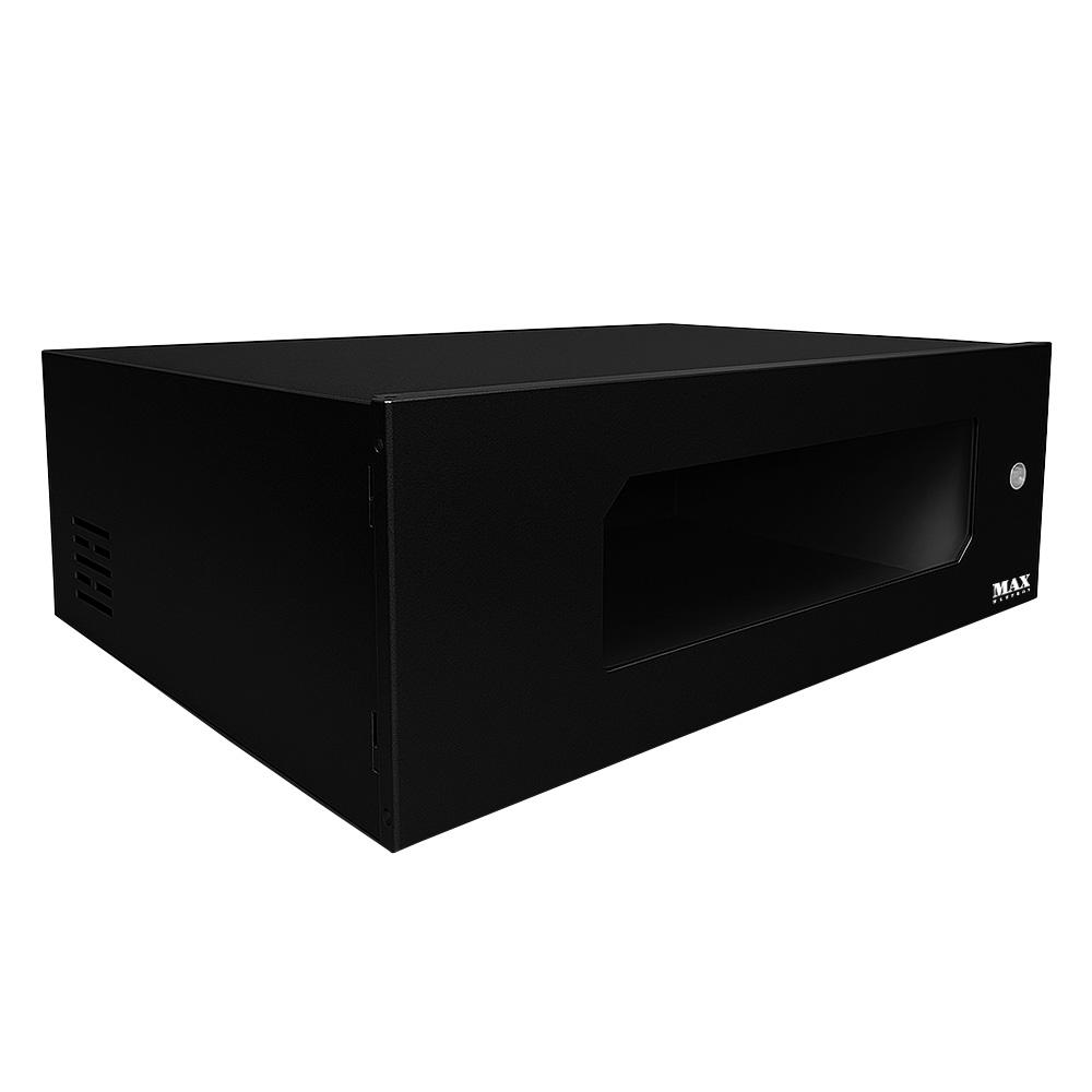 Mini Rack 3U x 350mm Economic Porta c/ Visor Acrílico Preto