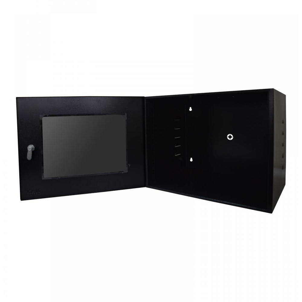 Mini Rack 8U x 350mm Economic Porta c/ Visor Acrílico Preto