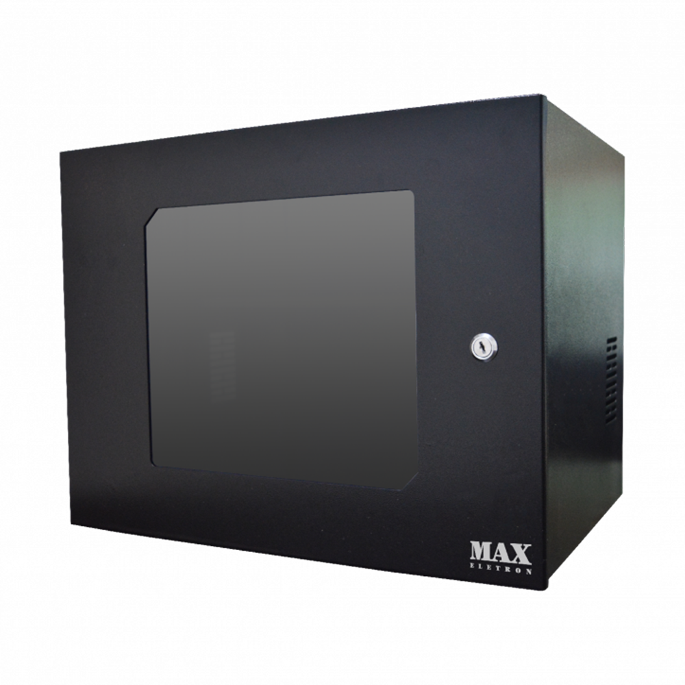 Mini Rack 8U x 350mm Economic Porta c/ Visor Acrílico Preto